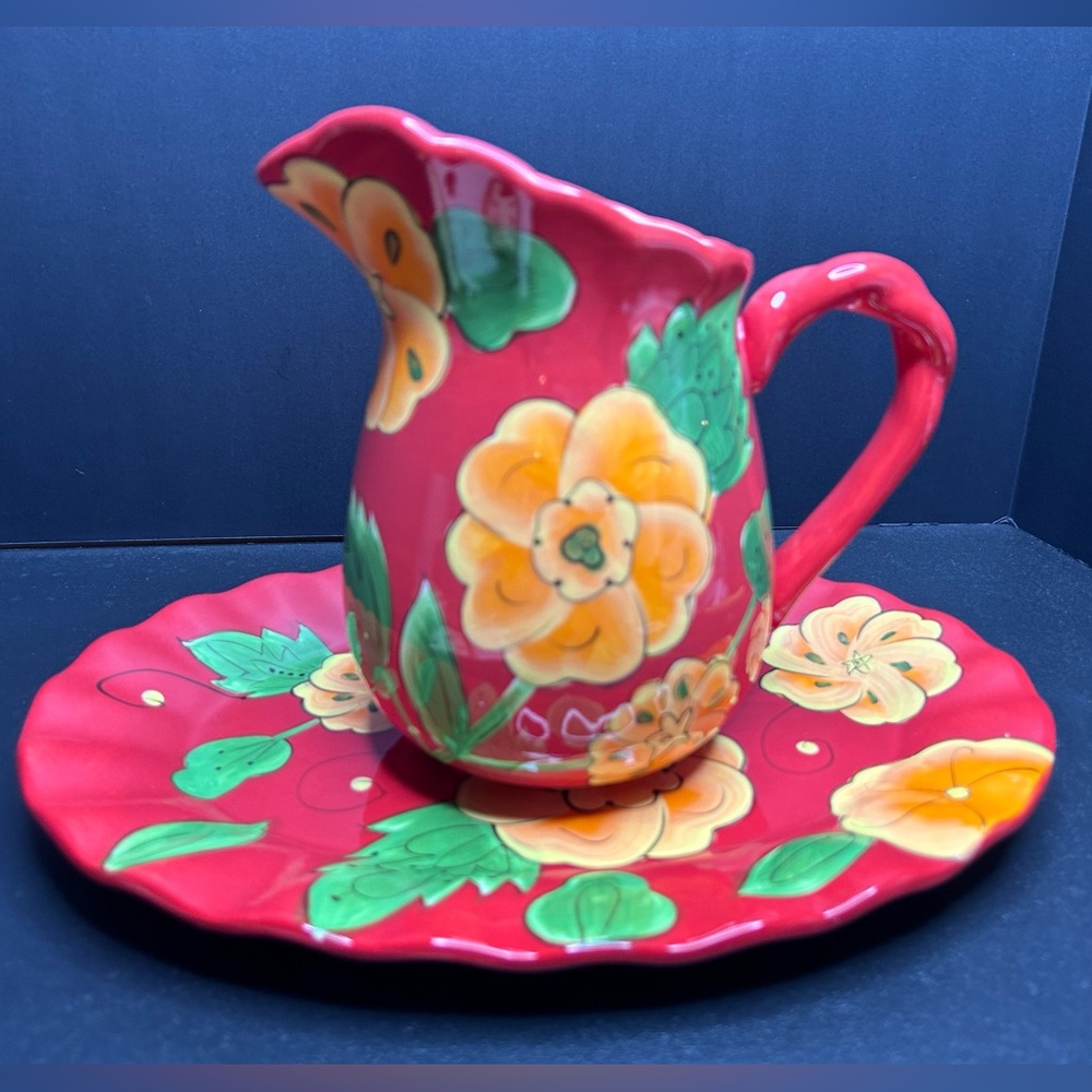 Temptations by tara Pitcher & Platter set -  Poppy Passion Red - new
